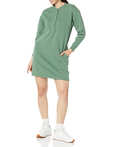 Amazon Essentials Damen Henley-Sweatshirtkleid aus Strick (erhältlich in Übergrößen), Salbeigrün, M von Amazon Essentials