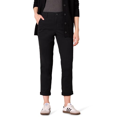 Amazon Essentials Damen High-Rise Regular-Fit Ankle-Length Tapered-Leg Khaki Pant, Schwarz, 42 Kurz von Amazon Essentials