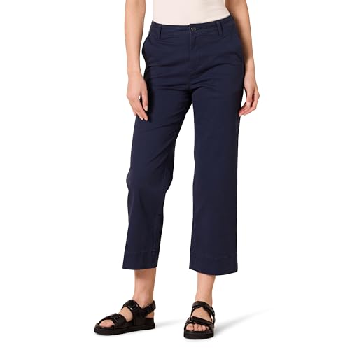 Amazon Essentials Damen High-Rise Slim-Fit Ankle-Length Wide-Leg Khaki Pant, Marineblau, 4 Short von Amazon Essentials