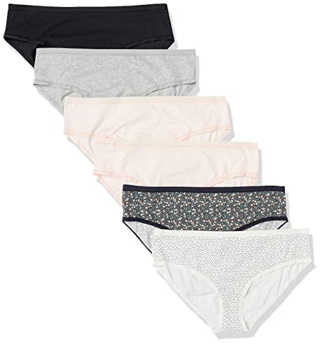 Amazon Essentials Damen Hipster-Unterwäsche Baumwolle (Erhältlich in Übergröße), 6er-Pack, Mehrfarbig/Punkte/Streublumen, XXL Große Größen von Amazon Essentials