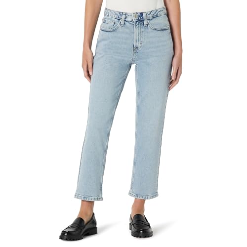 Amazon Essentials Damen Hoch Geschnittene Jeans mit Geradem Bein, Helles EIS, 40-42 Lang von Amazon Essentials