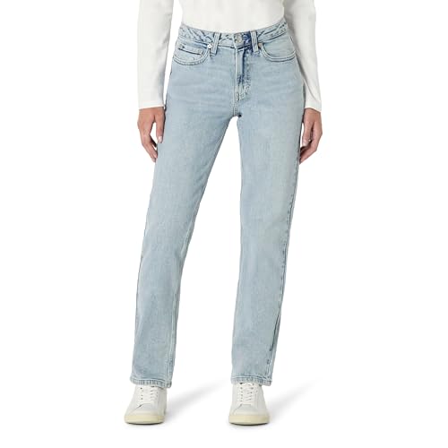 Amazon Essentials Damen Hoch Geschnittene Jeans mit Geradem Bein, Helles EIS, 48 Lang von Amazon Essentials