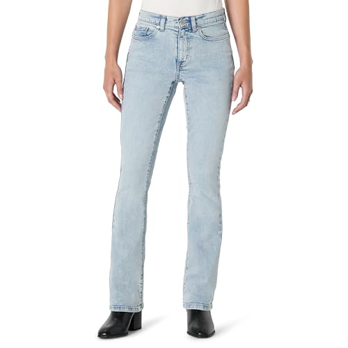 Amazon Essentials Damen Hochelastische, schmal geschnittene Bootcut-Jeans mit mittelhohem Einstieg, Hell-getöntes Eis, 38 von Amazon Essentials