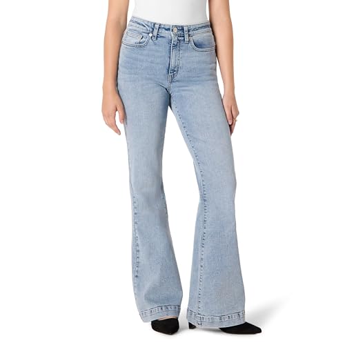 Amazon Essentials Damen Hochelastische Flare-Jeans mit Hohem Einstieg, Helles Eisblau, 48 von Amazon Essentials