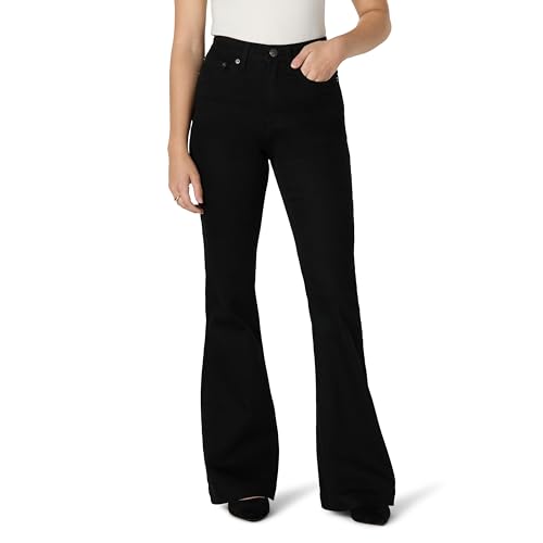 Amazon Essentials Damen Hochelastische Flare-Jeans mit Hohem Einstieg, Schwarz, 40 von Amazon Essentials