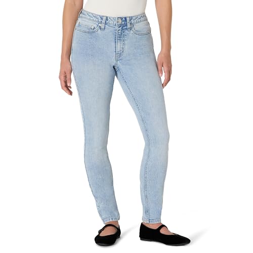 Amazon Essentials Damen Hochelastische Skinny-Jeans mit mittelhohem Einstieg, Helles Eisblau, 38-40 Lang von Amazon Essentials