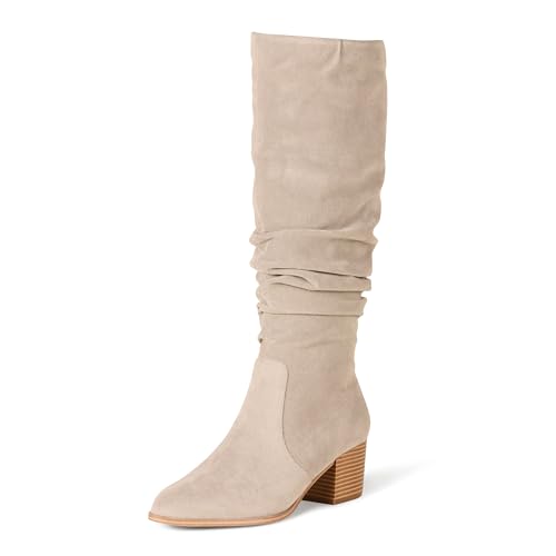 Amazon Essentials Damen Hohe Stiefel Mit Blockabsatz, Hellgrau, 35 EU von Amazon Essentials