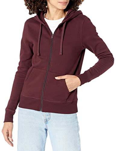 Amazon Essentials Damen Fleece-Hoodie mit durchgehendem Reißverschluss (in Übergröße erhältlich), Burgunderrot, S von Amazon Essentials