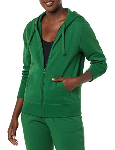 Amazon Essentials Damen Hoodie mit Langem Reißverschluss aus French-Terry-Fleece (Erhältlich in Übergröße), Grün, S von Amazon Essentials