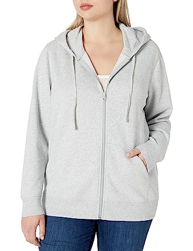 Amazon Essentials Damen Hoodie mit Langem Reißverschluss aus French-Terry-Fleece (Erhältlich in Übergröße), Hellgrau Meliert, S von Amazon Essentials