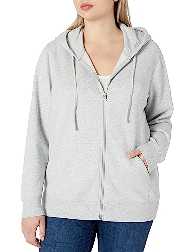 Amazon Essentials Damen Fleece-Hoodie mit durchgehendem Reißverschluss (in Übergröße erhältlich), Hellgrau Meliert, S von Amazon Essentials