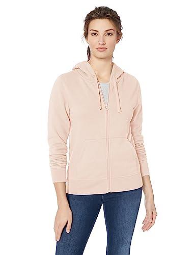 Amazon Essentials Damen Hoodie mit Langem Reißverschluss aus French-Terry-Fleece (Erhältlich in Übergröße), Hellrosa, XXL von Amazon Essentials