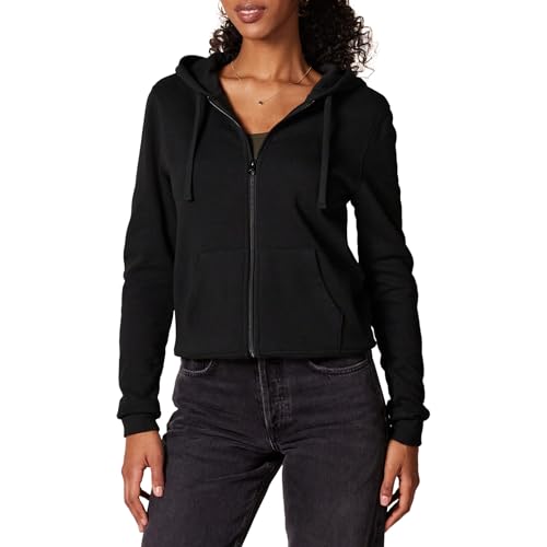 Amazon Essentials Damen Fleece-Hoodie mit durchgehendem Reißverschluss (in Übergröße erhältlich), Schwarz, XXL von Amazon Essentials