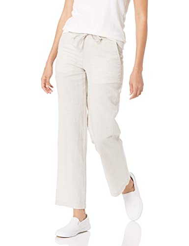 Amazon Essentials Damen Hose aus Leinengemisch mit Kordelzug lockere Passform weites Bein (in Übergröße erhältlich), Ecru, L von Amazon Essentials