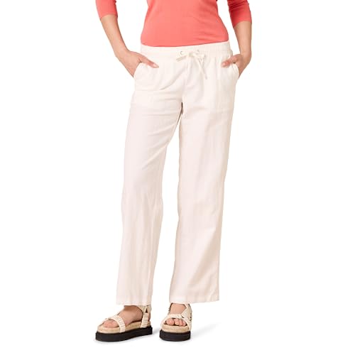 Amazon Essentials Damen Hose aus Leinengemisch mit Kordelzug lockere Passform weites Bein (in Übergröße erhältlich), Grellweiß, S von Amazon Essentials