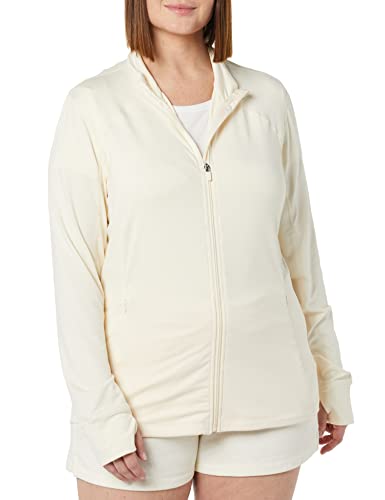 Amazon Essentials Damen Jacke aus Angerautem Tech-Stretch mit Langem Reißverschluss (Erhältlich in Übergröße), Elfenbein, XL Große Größen von Amazon Essentials