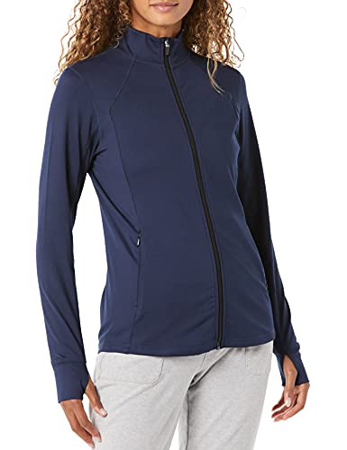 Amazon Essentials Damen Jacke aus Angerautem Tech-Stretch mit Langem Reißverschluss (Erhältlich in Übergröße), Marineblau, 4XL Große Größen von Amazon Essentials