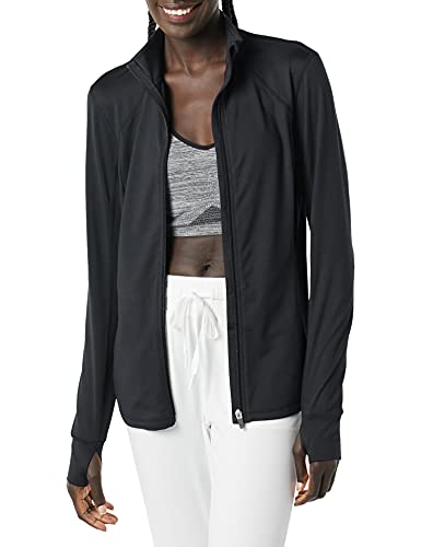 Amazon Essentials Damen Jacke aus Angerautem Tech-Stretch mit Langem Reißverschluss (Erhältlich in Übergröße), Schwarz, 4XL Große Größen von Amazon Essentials