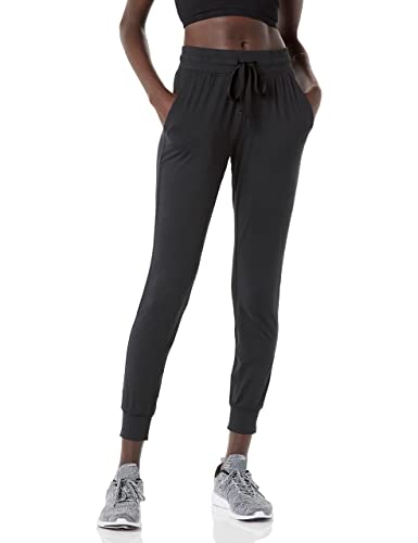 Amazon Essentials Damen Jogginghose aus Angerautem Tech-Stretch (Erhältlich in Übergröße), Schwarz, 3XL Große Größen von Amazon Essentials