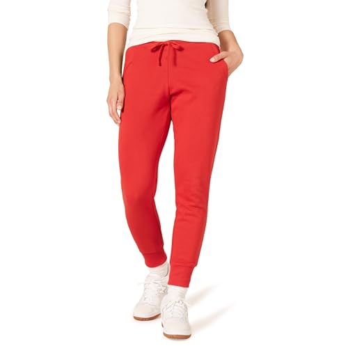 Amazon Essentials Damen Fleece-Jogginghose Mit Bündchen (In Übergrößen Erhältlich), Rot, XS von Amazon Essentials