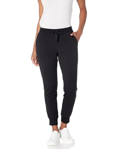 Amazon Essentials Damen Fleece-Jogginghose Mit Bündchen (In Übergrößen Erhältlich), Schwarz, XL von Amazon Essentials