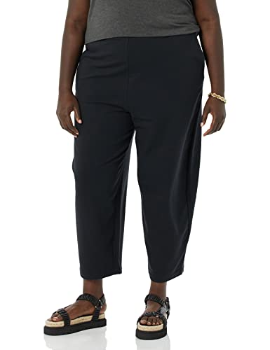 Amazon Essentials Damen Jogginghose aus Frottee aus Baumwolle und Modal mit Barrelschnitt (Früher Daily Ritual), Schwarz, XL von Amazon Essentials