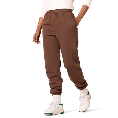 Amazon Essentials Damen Entspannte Jogginghose Mit Hoher Taille (In Übergröße Erhältlich), Tiefbraun, XXL von Amazon Essentials