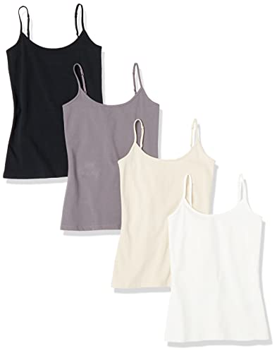 Amazon Essentials Damen Kamisol in schmaler Passform, 4er-Pack, Grau/Taupe, L von Amazon Essentials