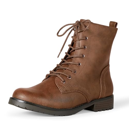 Amazon Essentials Damen Kampfstiefel mit Schnürung, Cognac, 36 EU von Amazon Essentials