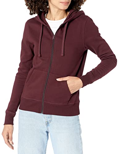 Amazon Essentials Damen Hoodie mit Langem Reißverschluss aus French-Terry-Fleece (Erhältlich in Übergröße), Burgunderrot, M von Amazon Essentials