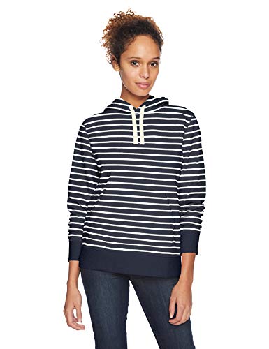 Amazon Essentials Damen Fleece-Kapuzenpullover in normaler Passform (in Übergröße erhältlich), Marineblau Streifen, L von Amazon Essentials