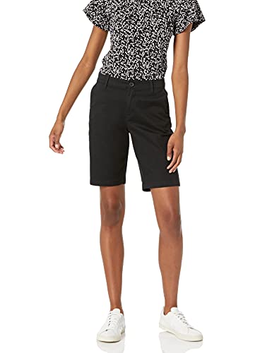 Amazon Essentials Damen Khaki-Bermudashorts mit mittelhohem Bund schmaler Passform und 25 cm Schrittlänge, Schwarz, 48 von Amazon Essentials