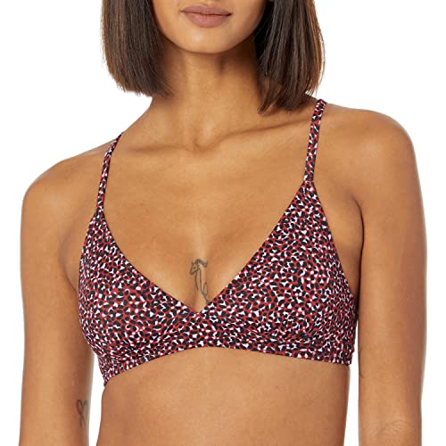 Amazon Essentials Damen Klassisches Bikini-Oberteil, Leichter Halt, Bademode, Ziegelrot Leopardenmuster, 42 von Amazon Essentials