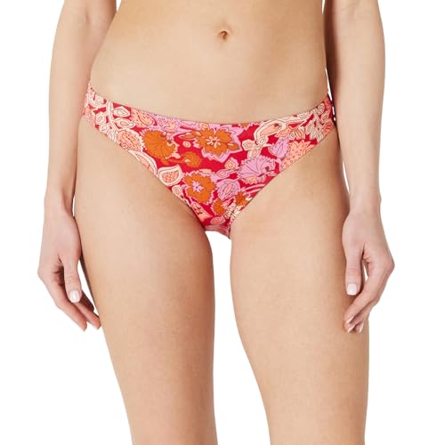 Amazon Essentials Damen Klassisches Bikini-Unterteil, Bademode, Hellrot Mehrfarbig Folk-Blumenmuster, 36 von Amazon Essentials