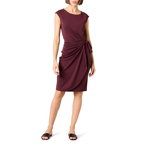 Amazon Essentials Damen Kleid in Wickeloptik mit Flügelärmeln und U-Boot-Ausschnitt, Burgunderrot, XS von Amazon Essentials
