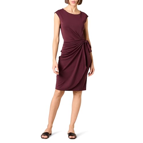 Amazon Essentials Damen Kleid in Wickeloptik mit Flügelärmeln und U-Boot-Ausschnitt, Burgunderrot, XXL von Amazon Essentials