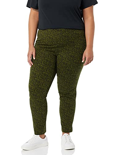 Amazon Essentials Damen Knöchelhose mit Bi-Stretch und seitlichem Reißverschluss in schmaler Passform, Schwarz Olivgrün Tiermuster, 38 von Amazon Essentials