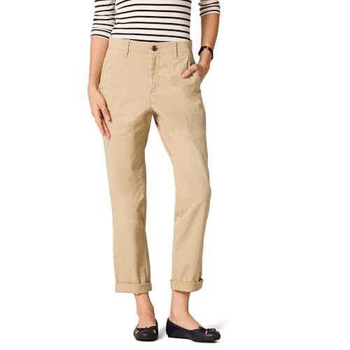 Amazon Essentials Damen Knöchellange Chinohose Mit Normaler Passform, Hohem Bund Und Schmal Zulaufendem Bein, Bräunen, 38-40 von Amazon Essentials