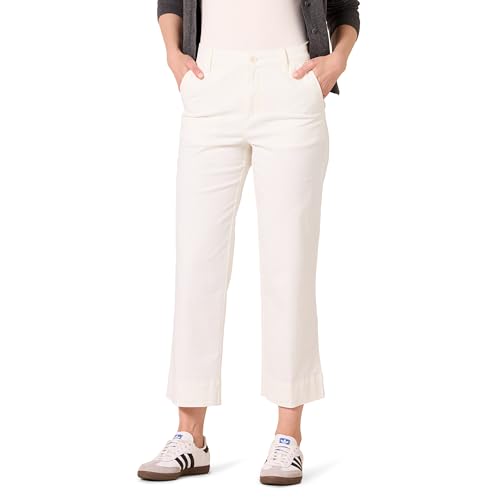 Amazon Essentials Damen Knöchellange Chinohose mit normaler Passform hohem Bund und weitem Bein, Eierschalenweiß, 40 von Amazon Essentials