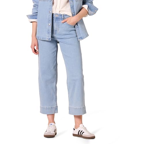Amazon Essentials Damen Knöchellange Jeans mit normaler Passform, hohem Bund und weitem Bein - Auslauffarben, Helle Waschung, 38 von Amazon Essentials
