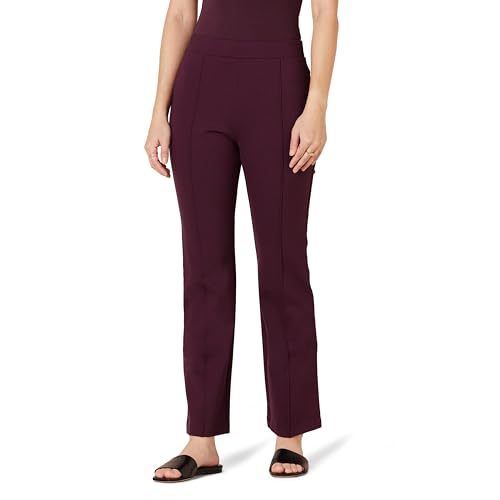 Amazon Essentials Damen Knöchellange Kick-Flare-Hose aus Ponte mit mittelhohem Bund zum Hineinschlüpfen, Burgunderrot, XS von Amazon Essentials