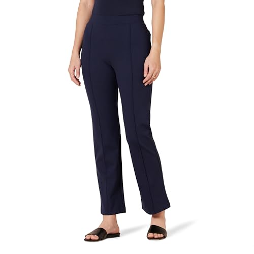 Amazon Essentials Damen Knöchellange Kick-Flare-Hose aus Ponte mit mittelhohem Bund zum Hineinschlüpfen, Marineblau, XS von Amazon Essentials