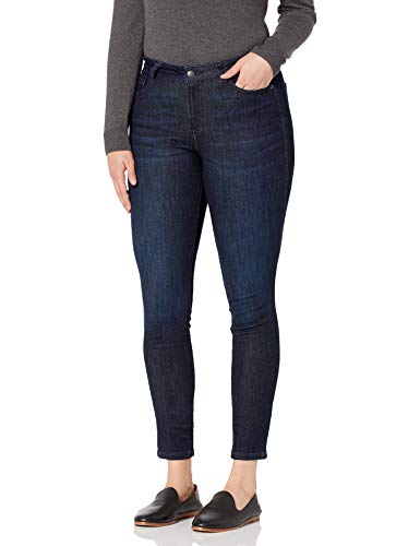 Amazon Essentials Damen Kurvige Skinny-Jeans Mit Mittelhohem Bund-Auslauffarben, Dunkle Waschung, 44 von Amazon Essentials