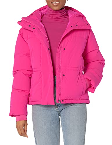 Amazon Essentials Damen Kurz geschnittene Daunenjacke mit Kapuze (in Übergröße erhältlich), Neonrosa, L von Amazon Essentials