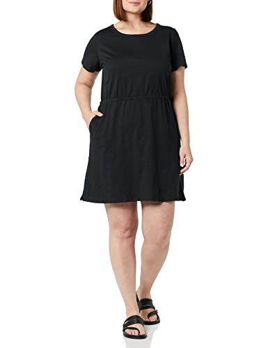 Amazon Essentials Damen Kurzärmeliges Minikleid aus Baumwolljersey mit elastischer Taille, Schwarz, XXL von Amazon Essentials