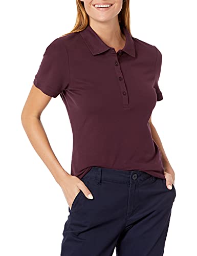 Amazon Essentials Damen Kurzärmeliges Poloshirt (Erhältlich In Übergröße), Burgunderrot, L von Amazon Essentials