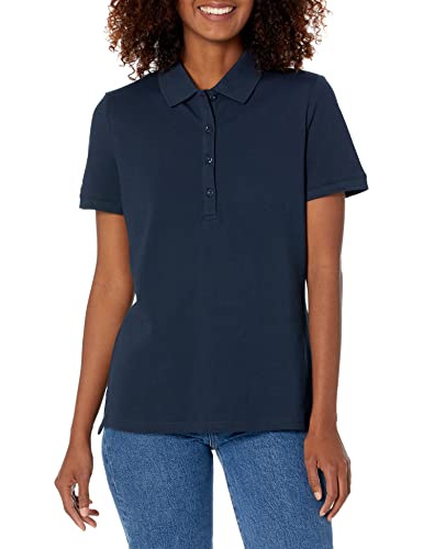 Amazon Essentials Damen Kurzärmeliges Poloshirt (Erhältlich In Übergröße), Marineblau, L von Amazon Essentials