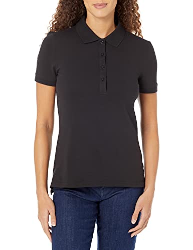 Amazon Essentials Damen Kurzärmeliges Poloshirt (Erhältlich In Übergröße), Schwarz, 3XL Große Größen von Amazon Essentials