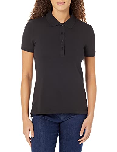 Amazon Essentials Damen Kurzärmeliges Poloshirt (Erhältlich In Übergröße), Schwarz, L von Amazon Essentials