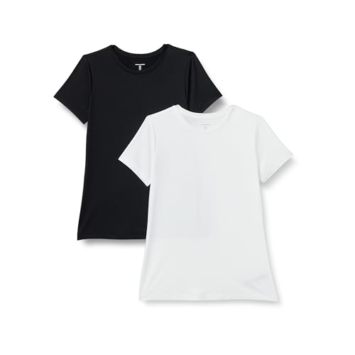 Amazon Essentials Damen Kurzärmeliges T-Shirt mit Rundhalsausschnitt aus Tech-Stretch-Stoff, 2er-Pack, Schwarz/Weiß, XS Amazon Essentials Damen Kurzärmeliges T-Shirt mit Rundhalsausschnitt aus Tech-Stretch-Stoff, 2er-Pack, Schwarz/Weiß, XS von Amazon Essentials